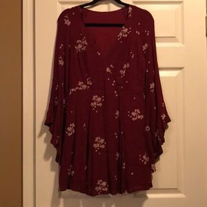 Burgundy floral free people dress